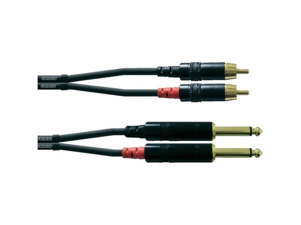 Cordial CFU 1.5 PC, 2 x RCA, Hankjønn, 2 x 6.35mm, Hankjønn, 1,5 m, Sort