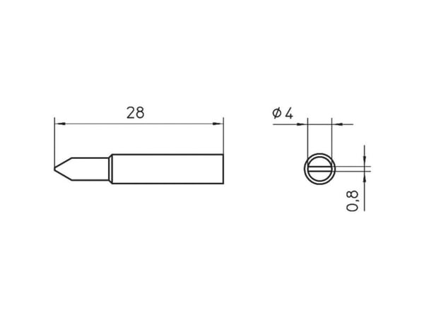 Weller XNT D, Loddespiss, Alle merker, 1 stykker, 4 mm, 0,8 mm, 28 mm