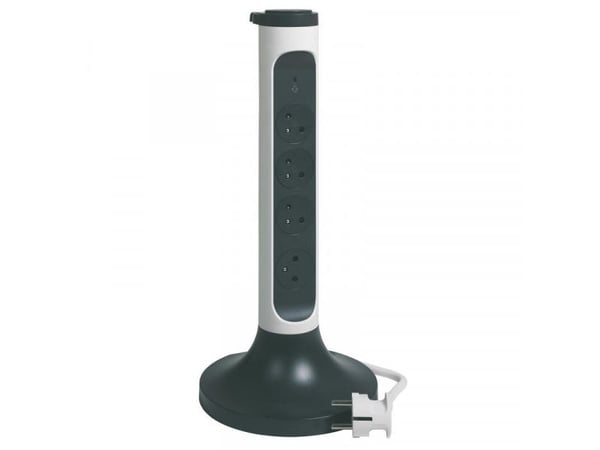 Legrand 049410, 2 m, Sisätila, 2P+E, IP20, Harmaa, Valkoinen, 4 AC-pistorasia(a)