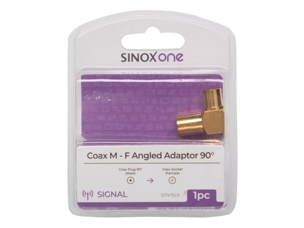Sinox One - Antenneadapter - RF-kontakt hann vinklet til RF-kontakt hunn - koaksial