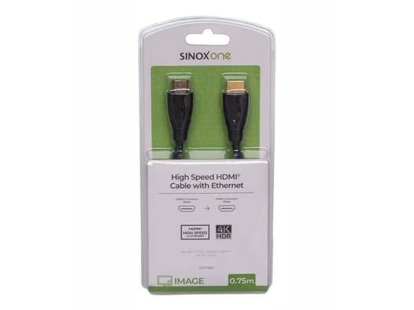 Sinox SOV7960, 0.75 m, HDMI Type A (Standard), HDMI Type A (Standard), 18 Gbit/s, Audio Return Channel (ARC), Black