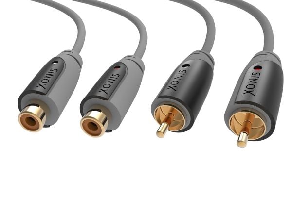 Sinox Plus+ Stereo RCA Extension - Äänikaapelit - RCA x 2 han til RCA x 2 hun - 5 m - 5 m