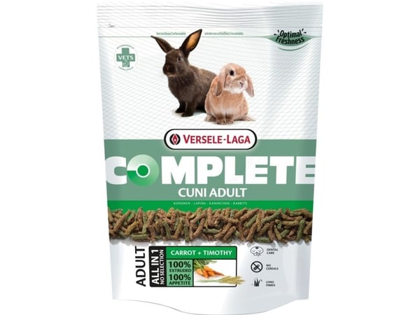 Versele-Laga Cuni Adult Complete, Granuler, 500 g, Kanin, Vitamin A, Vitamin C, Vitamin D3, Vitamin E, Kopper, Kobbersulfat, Jod, Strykejern, Manga...