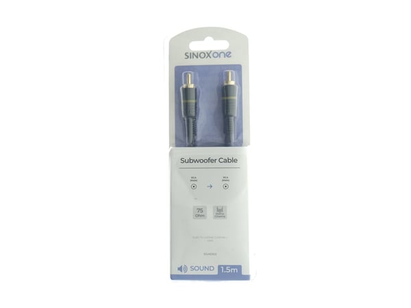 Sinox One subwooferkabel 1,5 m svart