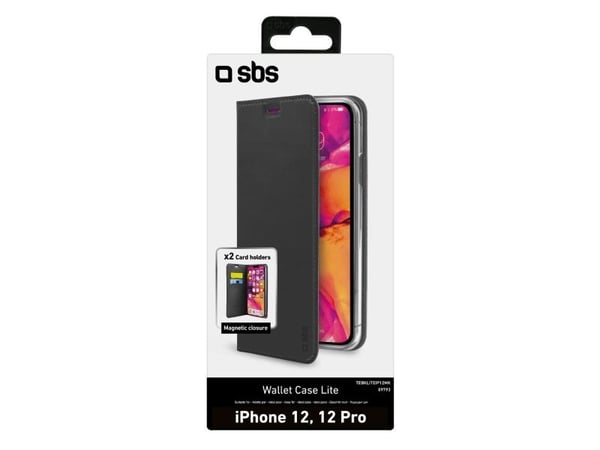 SBS TEBKLITEIP12MK, Plånbok, Apple, iPhone 12/12 Pro, 15,5 cm (6.1"), Svart
