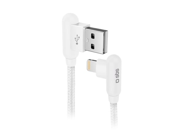SBS TECABLE90LIGK, 1 m, Lightning, USB A, Hankjønn, Hankjønn, Hvit
