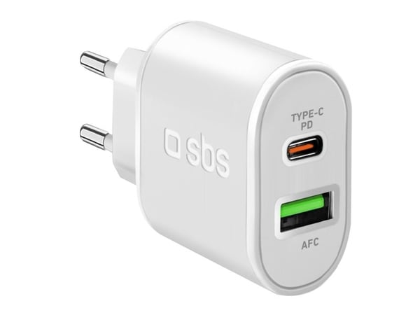 SBS PD Reiselader 20W USB/USB-C weiá