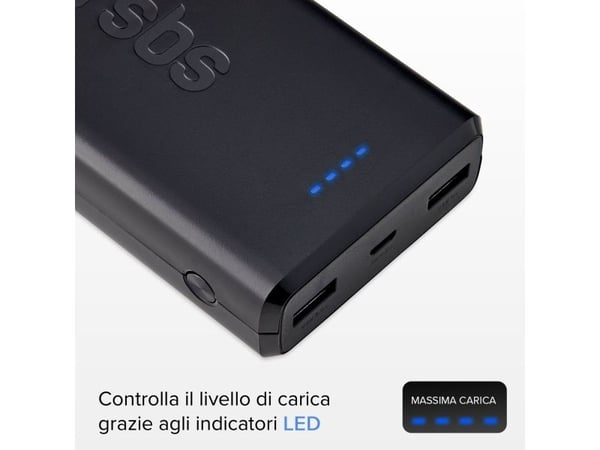 SBS Powerbank 2x USB, 20.000 mAh, musta