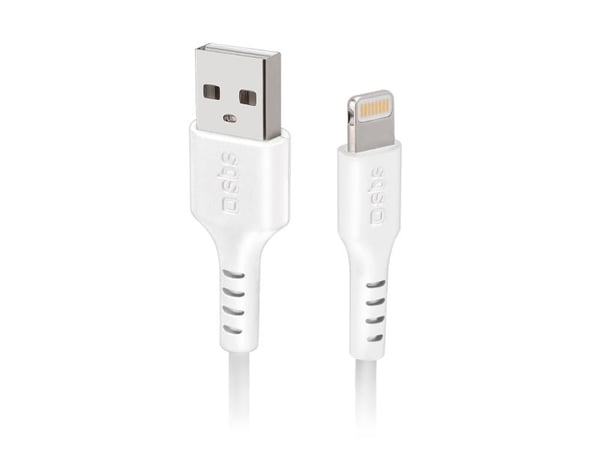 SBS TECABLEUSBIP589W, 1 m, Lightning, USB A, Hankjønn, Hankjønn, Hvit