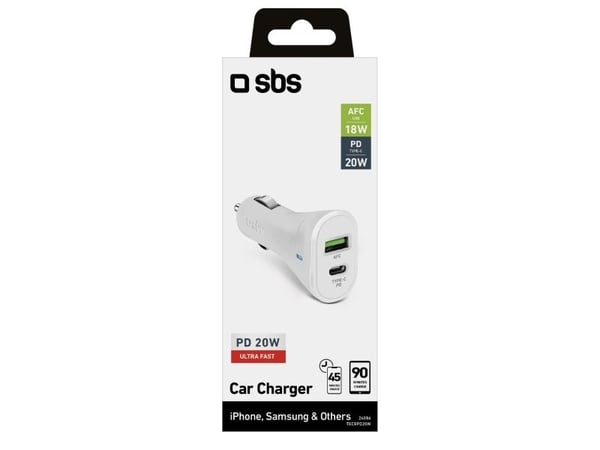 SBS TECRPD20W, Automatisk, Cigarr tändare, 12 V, Vit
