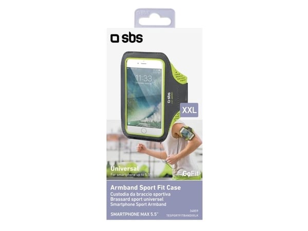 SBS TESPORTFITBANDXXLK, Armbænd eske, Alle merker, 14 cm (5.5"), Sort, Grønn