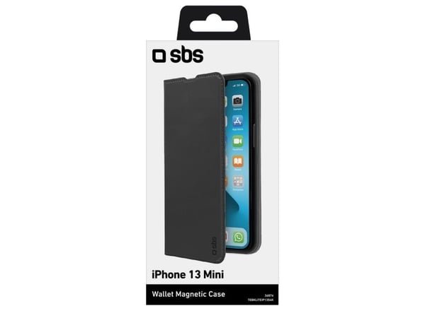 SBS TEBKLITEIP1354K, Lommebok-etui, Apple, iPhone 13 Mini, 13,7 cm (5.4"), Svart