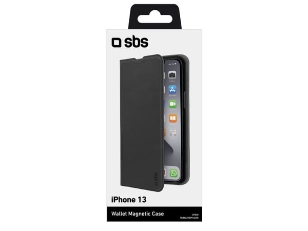 SBS TEBKLITEIP1361K, Lommebok-etui, Apple, iPhone 13, 15,5 cm (6.1"), Svart