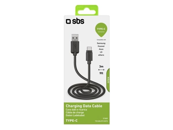 SBS TECABLETC3MTK, 3 m, USB A, USB C, USB 2.0, Lajittelu