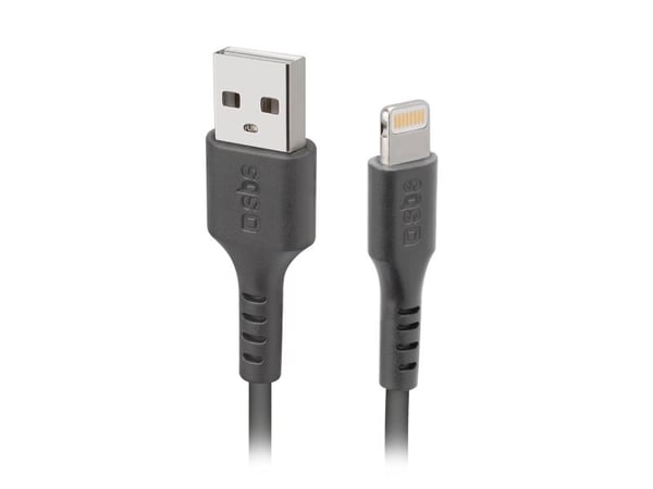 SBS TECABLEUSBIP589K, 1 m, Lightning, USB A, Hankjønn, Hankjønn, Sort