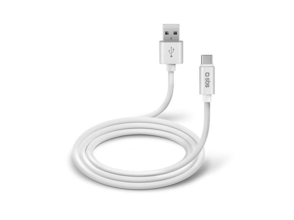 SBS TECABLPOLOTYPECW, 1 m, USB A, USB C, USB 2.0, Valkoinen