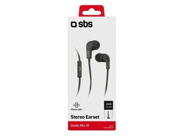 SBS TEFLAT2INEARK, Koblet med ledninger (ikke trådløs), 20 - 20000 Hz, Samtaler/musikk, Hodesett, Sort