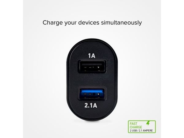 SBS TETR2USB21AFAST, Innendørs, AC, 5 V, 2,1 A, Sort