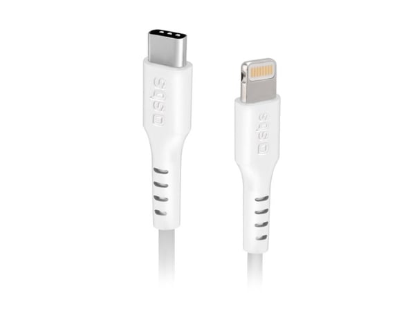 SBS TECABLELIGTC1W, 1 m, Lightning, USB C, Hanstik, Hanstik, Vit