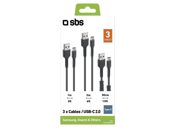 SBS TEKITUSBC3IN1K, 2 m, USB A, USB C, USB 2.0, Lajittelu