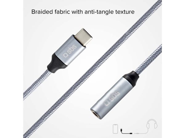 SBS TEADAPTJACKTYCK, Musta, USB C, 3,5 mm, 0,15 m, uros, naaras, nainen