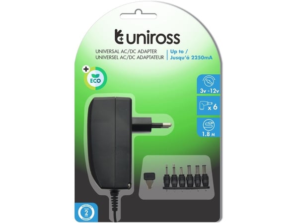 Uniross universell nätadapter 2,25A