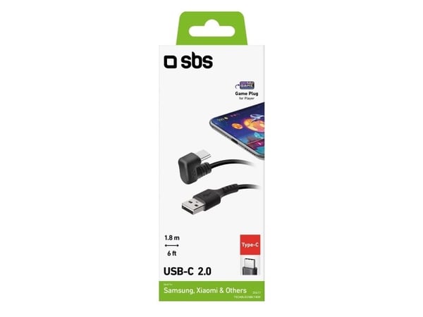 SBS TECABLEUSBC180K, 1,8 m, USB A, USB C, USB 2.0, Svart