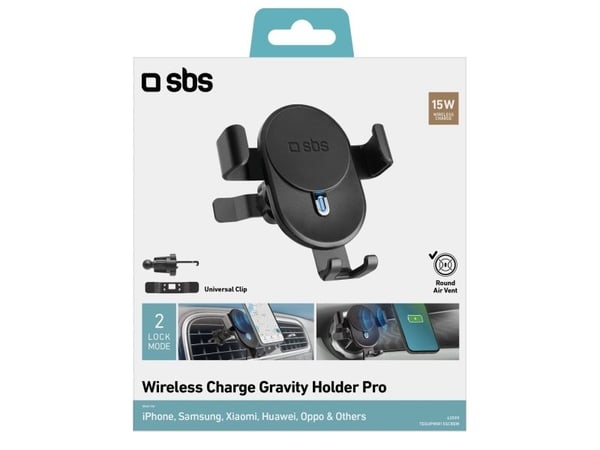 SBS TESUPWIR15SCREW, Mobiltelefon/smarttelefon, Aktiv holder, Bil, Sort