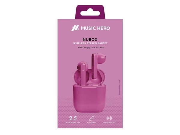 Nubox True Wireless Stereo kuulokkeet. Vaaleanpunainen