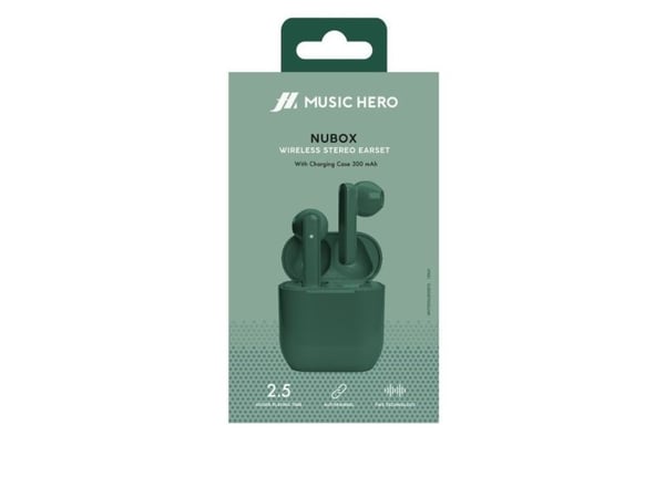 SBS Nubox, True Wireless Stereo (TWS), Samtal/musik, 20 - 20000 hz, Headset, Grön