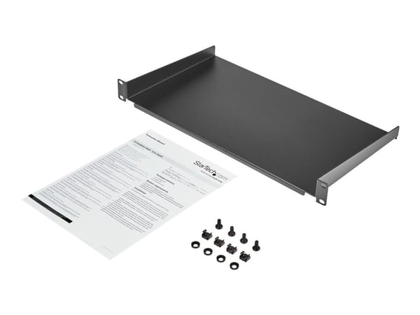 Startech 1U Fixed Server Rack Mount Shelf, 10in Deep Steel Universal Cantilever Tray for 19" AV/Data/Network Equipment Rack with Cage Nuts & Screws...