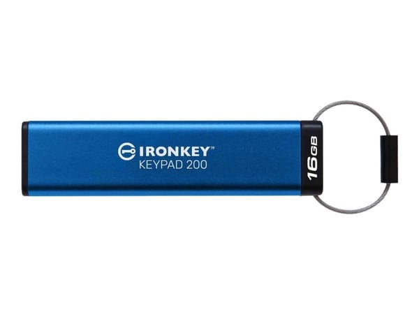 Kingston IronKey Keypad 200 - USB-flashstasjon - kryptert - FIPS 140-3 Level 3 - 16 GB - USB 3.2 Gen 1