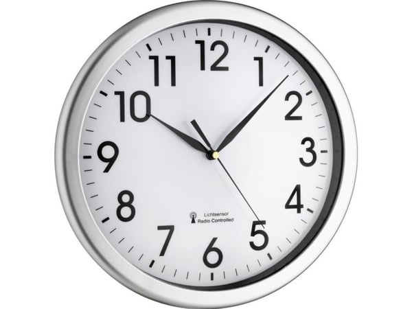 TFA-Dostmann 60.3519.02, Vegg, Kvartsklokke, Rund, Sølv, Hvit, Plast, AA