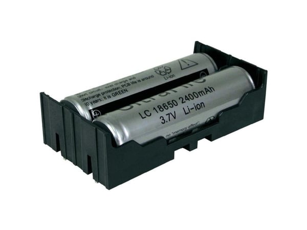 MPD BK-18650-PC4 batteriholder for 2x18650 med gjennomstikksmontering THT (L x B x H) 77.7 x 40.21 x 21.54 mm