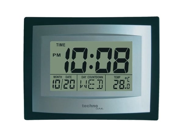 Technoline WS 8004, Digital vekkerklokke, Sort, Grå, LCD, AA, 220 mm, 170 mm