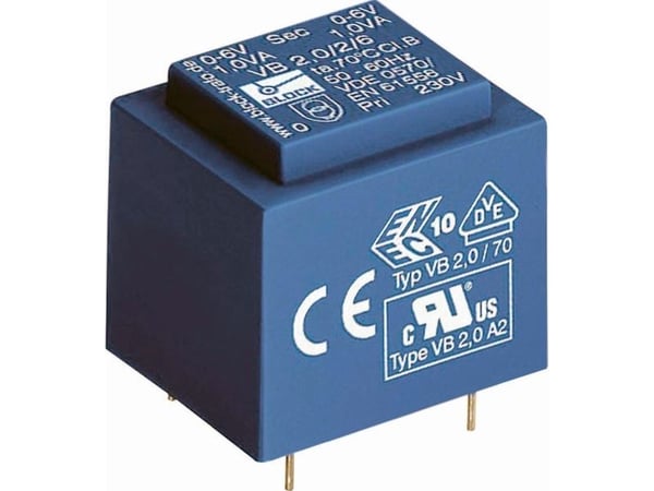 Block VB 1,0/2/6 Printtransformator 1 x 230 V 2 x 6 V/AC 1 VA 166 mA
