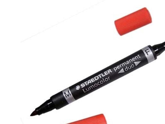 Staedtler Lumocolor Duo, Punainen, Ohut/Pyöreä pää, Musta, Punainen, 1,5 mm, Universaali, Saksa