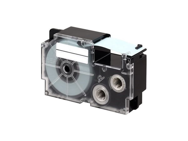 Labeltape Casio XR-24X1, sort på transparant 24mm x 8 m (stk.)
