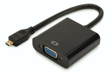 DIGITUS - Video/audio-adapter - 19 pin micro HDMI Type D hann til HD-15 (VGA), minijakk hunn - svart