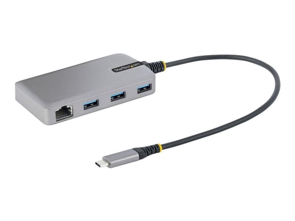 StarTech.com 3-porttinen USB-C-keskitin Ethernetillä, 3x USB-A-portit, Gigabit Ethernet, USB 3.0 5Gbps, väyläkäyttöinen, USB Type-C Hub w/GbE ja 1f...