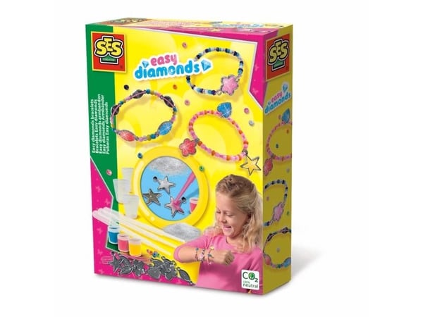 SES Creative Easy diamonds bracelets, Smykkesett til å lage armbånd for barn, 6 år, Flerfarget