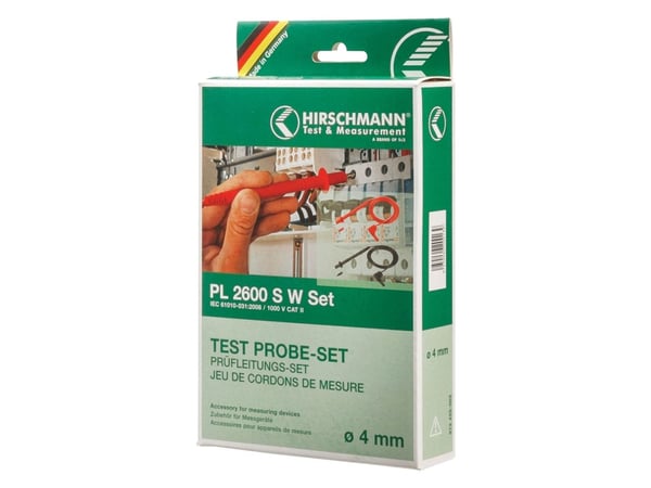 SKS Hirschmann PL 2600 S W SET Säkerhetsmätledningssats [Lamellakontakt 4 mm - Mätspets] 1,00 m Svart, röd 1 st
