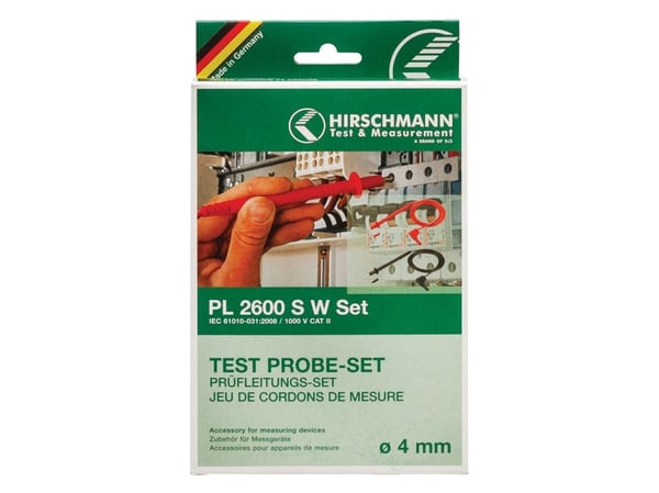 SKS Hirschmann PL 2600 S W SET Säkerhetsmätledningssats [Lamellakontakt 4 mm - Mätspets] 1,00 m Svart, röd 1 st