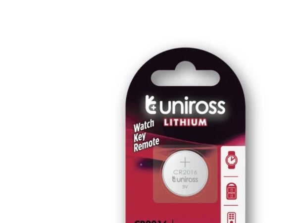 Uniross U1CR2016, Engångsbatteri, CR2016, Litium, 3 V, 1 styck, Silver