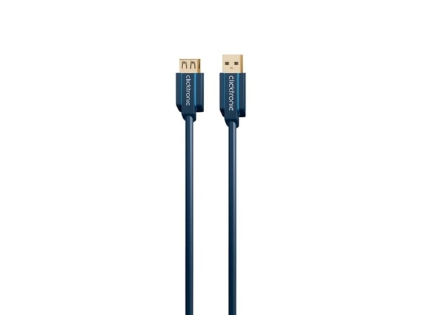 ClickTronic 1.8m USB 3.0 A/A m/f, 1,8 m, USB A, USB A, USB 3.2 Gen 1 (3.1 Gen 1), Hankjønn/hunkjønn, Blå