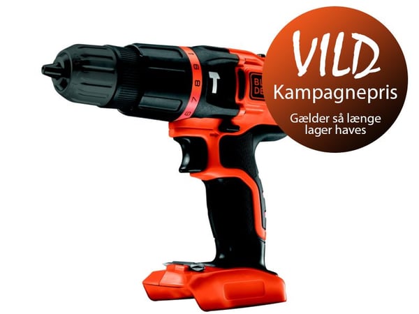Black & Decker BDCH188N-XJ, Boremaskin med pistolgrep, Sort, Oransje, 1 cm, 1350 RPM, 2,5 cm, 1 cm