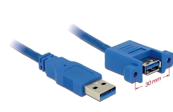 DeLOCK Panel-mount - USB-kaapeli - USB Type A (hun) til USB Type A (han) - USB 3.0 - 1 m - USB 3.0 - 1 m