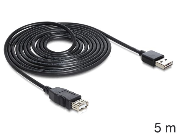 Delock EASY-USB - USB-forlengelseskabel - USB (hunn) til USB (hann) - USB 2.0 - 5 m - svart