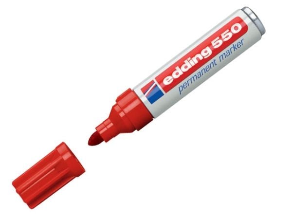 edding 550 - Markør - permanent - for glass, metall, plast - rød - 3-4 mm