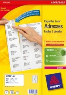 Avery - Hvit - 63.5 x 38.1 mm 840 etikett(er) (40 ark x 21) adresselapper